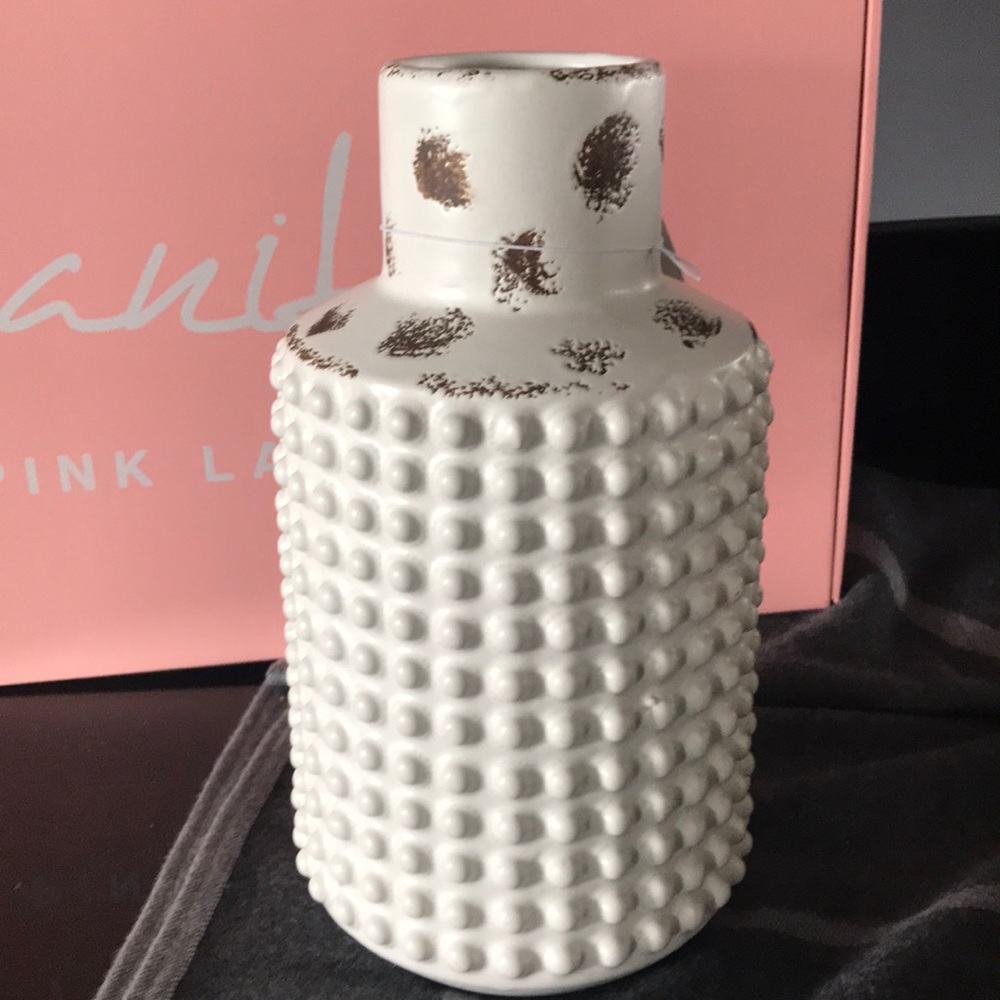 NWT Nikki Chu Palemetto Bubble Porcelain white brown vase. No offers